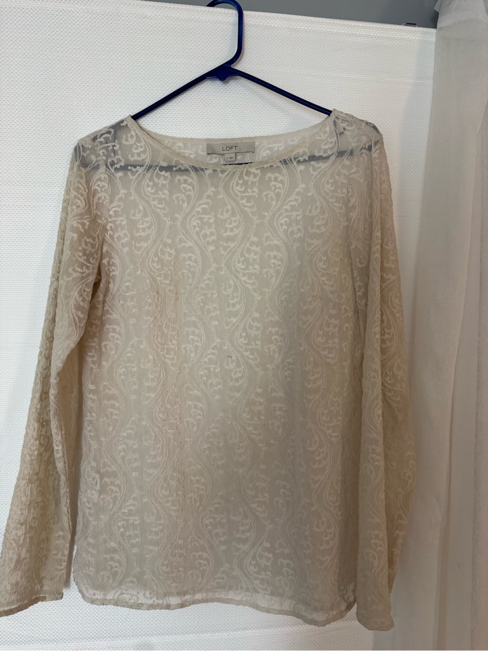 LOFT Cream Lace Long Sleeve Blouse